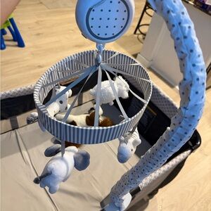 Gray and White Baby Mobile with Plush Animals